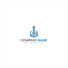 education logo with book and torch. education university and college school academy institute club logo. learning logo emblem style