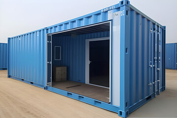 Mobile office buildings or container site office for construction site. Portable house and mining office cabins