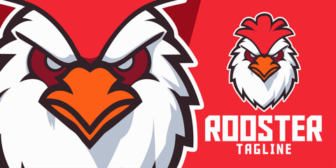 Illustrated Enraged Rooster: Logo, Mascot, Illustration, Vector Graphic for Sport and E-Sport Gaming Teams, Rooster Mascot Head

