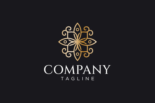 luxury flower ornament abstract concept logo design