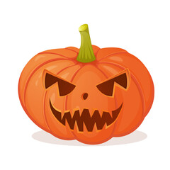 Halloween pumpkin with creepy smile isolated on white