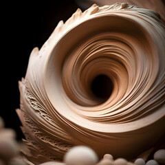 A pottery sculpture from EssenceInClay, capturing the essence within, photographed with a macro lens at f 2.8 Generative AI