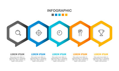 Timeline infographic of 5 business milestones. Vector illustration.