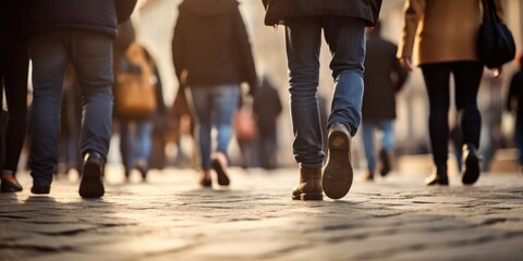 People walk down the street. Generative AI