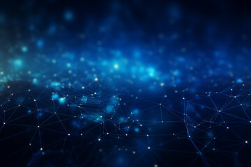 Generative ai collage image picture of connected lines on cosmic background data network concept