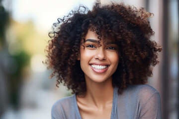 Generative AI portrait of natural beauty perfect african american woman