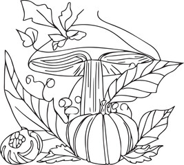 Masrum and autumn leaf coloring pages, printable autumn coloring sheet, autumn leaf coloring page printable template