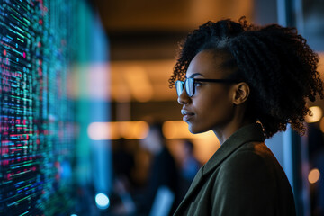 Generative ai collage picture image of business professional it specialist developing coding online computer system