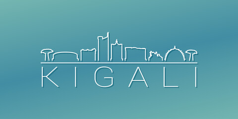Fototapeta premium Kigali, Rwanda Skyline Linear Design. Flat City Illustration Minimal Clip Art. Background Gradient Travel Vector Icon.