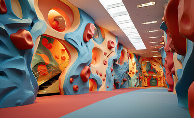 Indoor climbing activity colorful playground ai generated