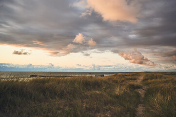 evening in northern Denmark coastline. High quality photo - 641406983