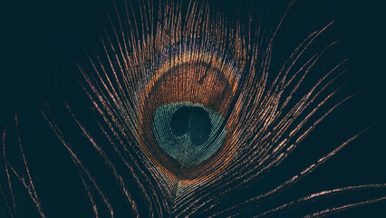 Obraz premium In many colors peacock feather with water drop