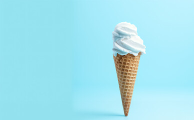 Tasty ice cream on blue background - obrazy, fototapety, plakaty