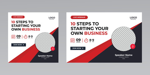 digital marketing creative technology business social media live webinar banner invitation template. 