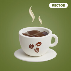 coffee 3D vector icon set, on a green background