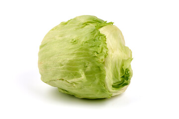 Fresh iceberg lettuce, isolated on white background.