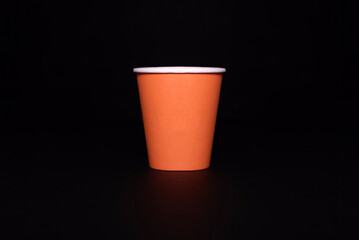 Orange Paper cup, Papercup on black background