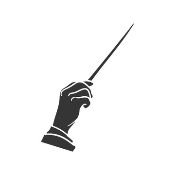 Baton Director Icon Silhouette Illustration. Orchestra Leader Vector Graphic Pictogram Symbol Clip Art. Doodle Sketch Black Sign.