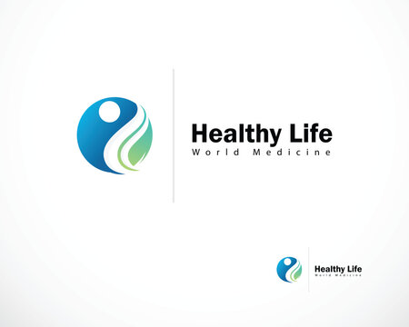 healthy life logo creative design concept nature medical herbal leave concept modern world health