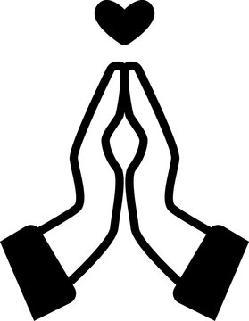 Thank you icon, prayer, meditation, or a gesture of respect and gratitude