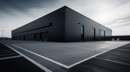 Modern logistics warehouse building structure. 