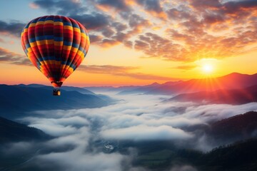 Obraz premium Colorful hot air balloon in the sky. generative AI.
