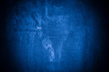 Old wall pattern texture cement blue dark abstract  blue color design are light with black gradient...