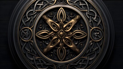 Fototapeta na wymiar motif celtique circulaire en bronze, généré par IA
