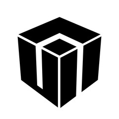 Black Abstract Split Cube Icon