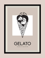 Ice cream vector illustration. Art for poster, postcard, wall art, banner, background, branding	