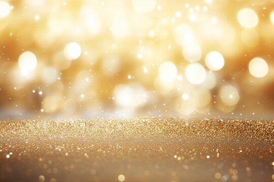 photo of gold and silver glitter lights background, Generative AI
