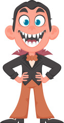 A man wearing a costume as a vampire. This is a Halloween-related topic. Cartoon style, Vector Illustration