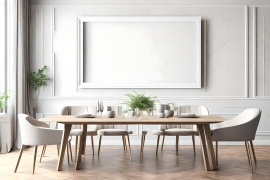 dining room interior with table 4k HD quality photo. 