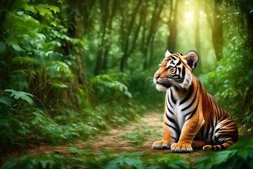 Tuinposter tiger in the zoo 4k HD quality photo.  © AI artistic beauty