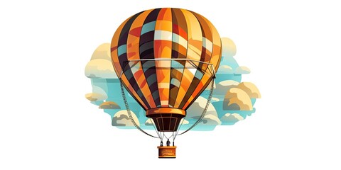 Beautiful illustration of a balloon floating in the sky with bright colors and intricate details
