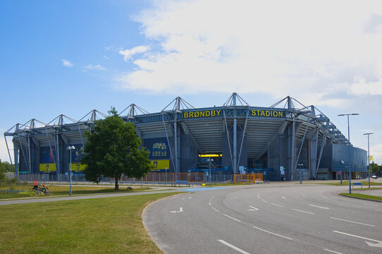 Denmark, Br&oslash;ndbyvester - July 04, 2023: The Br&oslash;ndby Stadium is the second-largest stadium in Denmark and home of  the Br&oslash;ndby IF football club.