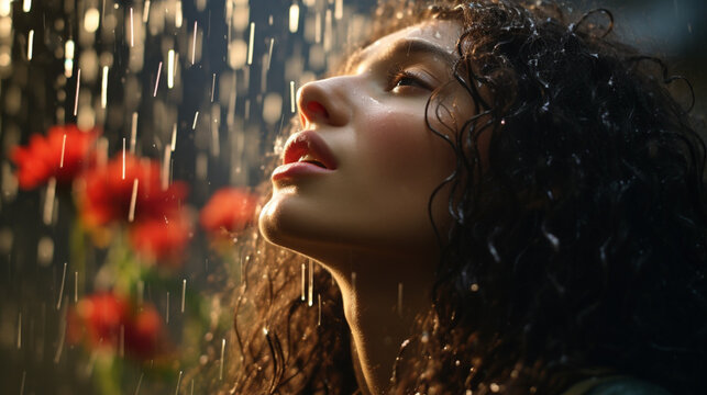 portrait of a woman in the rain