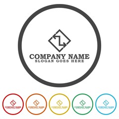 Arrow exchange logo template. Set icons in color circle buttons