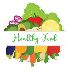 Group of vegetables with text Vector