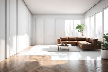 Fototapeta na wymiar Chic Simplicity: Contemporary Elegance in a White Living Haven