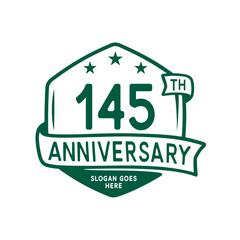 145 years anniversary celebration hexagon design template. 145th anniversary logo. Vector and illustration