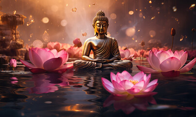Buddha in mediation, generative AI