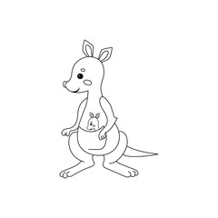 Vector a cute and funny coloring page of a kangaroo