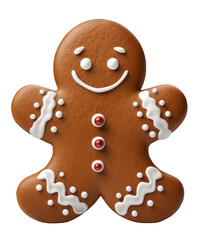 gingerbread man cookie cutout glossy icing isolated  xmas decoration 