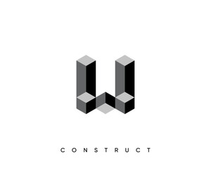 Modern construct logo design template for business identity. Structure vector design symbol. Initial W.