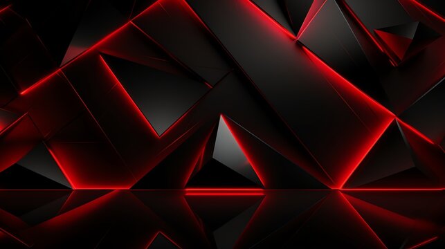 3D wallpaper abstract triangle modern glows red, black colors