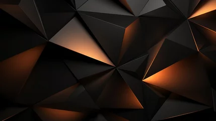 Fotobehang 3D wallpaper abstract triangle modern glows orange, black colors © rajagambar99