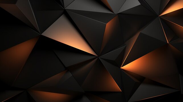 3D wallpaper abstract triangle modern glows orange, black colors