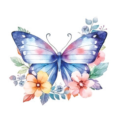 Charming Butterfly Garden: Colorful Watercolor Set, White Canvas