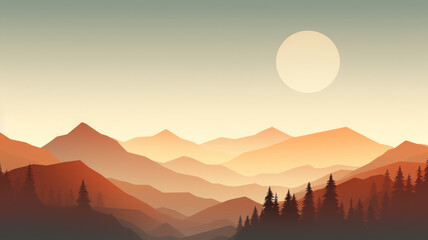 Simple Geometric Landscape with Muted Colors